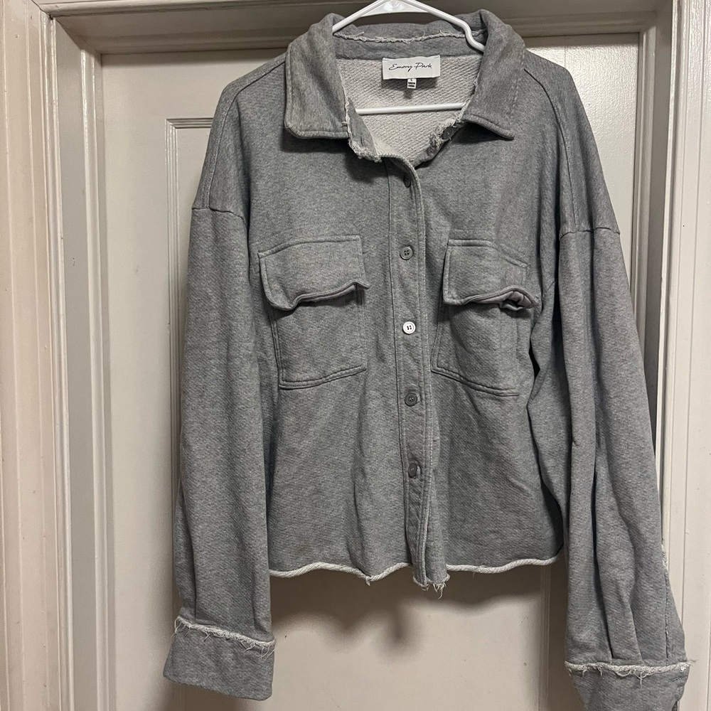 Emory Park Gray Utility Jacket with Collared Neckline